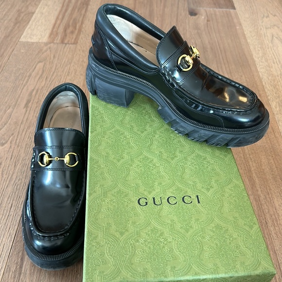 Gucci lug sole women’s loafers size 42. Excellent condition. Black Nappa - Picture 8 of 8